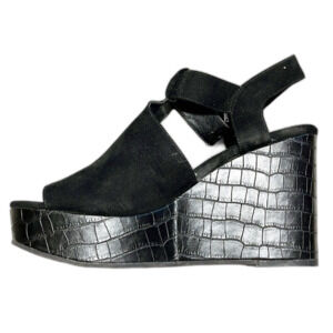 BC Footwear Here We Go Black Wedge Sandals Size 9